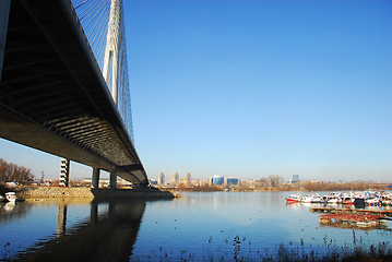 Image showing Ada bridge tower in Belgrade, Serbia