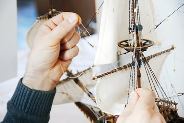 Image showing Making wooden boat