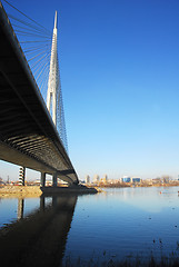 Image showing Ada bridge tower in Belgrade, Serbia