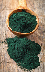 Image showing spoon of spirulina algae powder