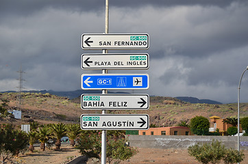 Image showing Road signs at Gran Canaria, Spain