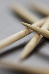 Image showing Pile of wooden toothpicks