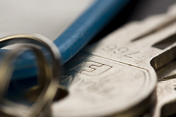 Image showing Macro Shot of Keys on Top of the Table