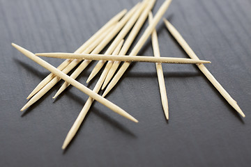 Image showing Pile of wooden toothpicks