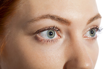 Image showing Close up Woman Eye Looking Up