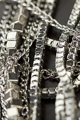 Image showing Pile of assorted silver chains