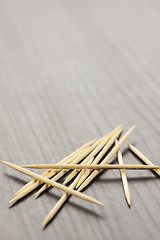 Image showing Pile of wooden toothpicks