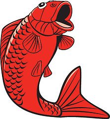 Image showing Koi Nishikigoi Carp Fish Jumping Cartoon