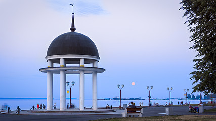 Image showing Summer white night on nothern city lake 