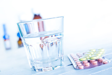 Image showing pills and water