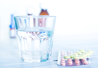 Image showing pills and water