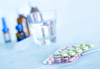 Image showing pills and water