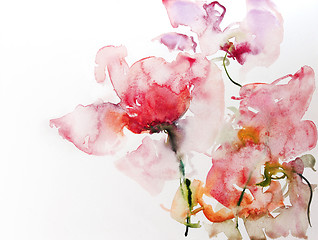 Image showing watercolor flowers on paper