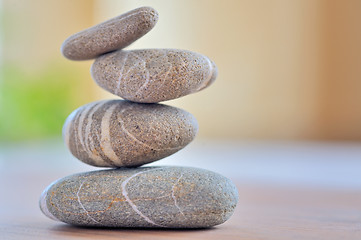 Image showing Stack of round stones