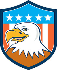 Image showing American Bald Eagle Head Smiling Flag Cartoon 