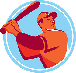 Image showing Baseball Batter Batting Bat Circle Retro