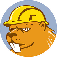 Image showing Beaver Construction Worker Circle Cartoon 