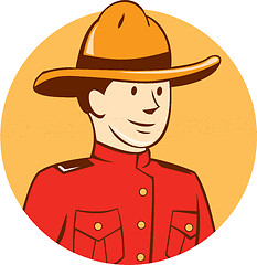 Image showing Mounted Police Officer Bust Circle Cartoon