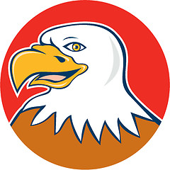 Image showing American Bald Eagle Head Smiling Circle Cartoon