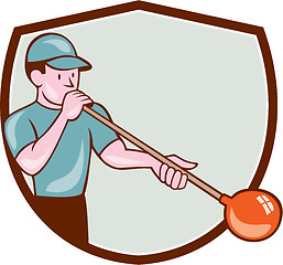 Image showing Glassblower Glassblowing Cartoon Shield