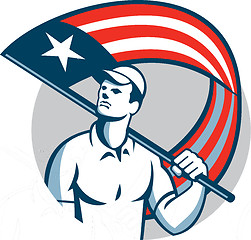 Image showing American Tradesman Holding USA Flag Circle