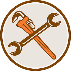 Image showing Spanner Monkey Wrench Crossed Circle Retro