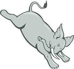 Image showing Elephant Jumping Bucking Isolated Cartoon