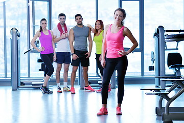 Image showing Group of people exercising at the gym