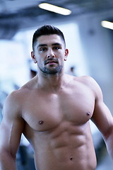 Image showing handsome man exercising at the gym