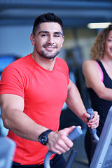 Image showing man running on the treadmill