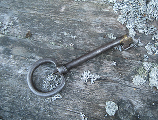 Image showing Original key to old Norwegian stabbur (traditional storage building)