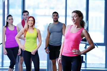 Image showing Group of people exercising at the gym