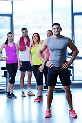 Image showing Group of people exercising at the gym