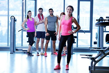 Image showing Group of people exercising at the gym