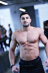 Image showing handsome man exercising at the gym