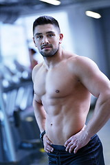 Image showing handsome man exercising at the gym