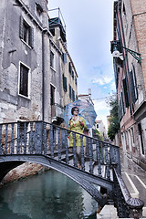 Image showing Beautiful woman in Venice