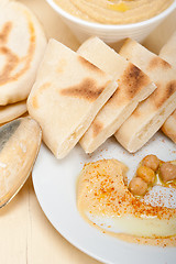 Image showing Hummus with pita bread 