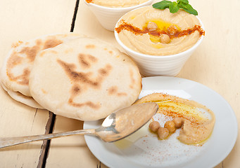 Image showing Hummus with pita bread 