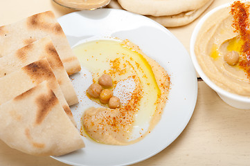 Image showing Hummus with pita bread 