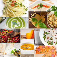 Image showing healthy and tasty Italian food collage