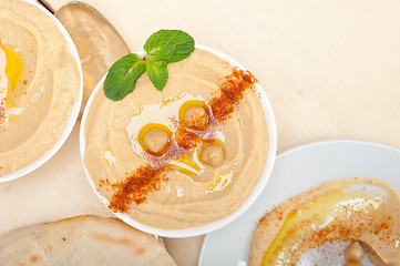 Image showing Hummus with pita bread 