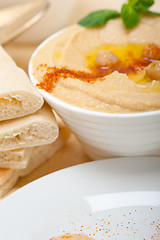 Image showing Hummus with pita bread 