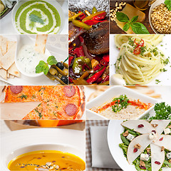 Image showing healthy and tasty Italian food collage