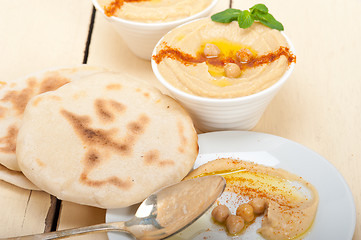 Image showing Hummus with pita bread 