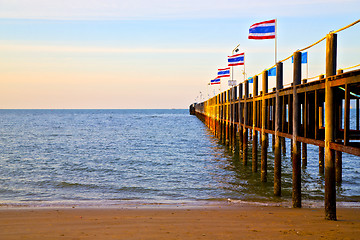 Image showing asia  lomprayah   isle sunrise flag   in thailand  