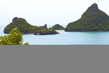 Image showing  boat coastline of a  and tree  south china sea thailand kho pha