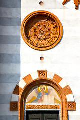 Image showing rose window  italy  lombardy     in  the mercallo old      tower