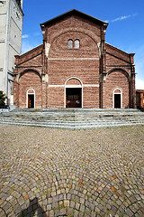 Image showing cardano   in  the old   church  closed brick tower sidewalk ital