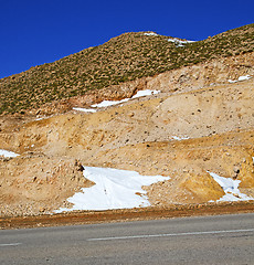 Image showing hill in   africa morocco the atlas valley dry mountain ground is